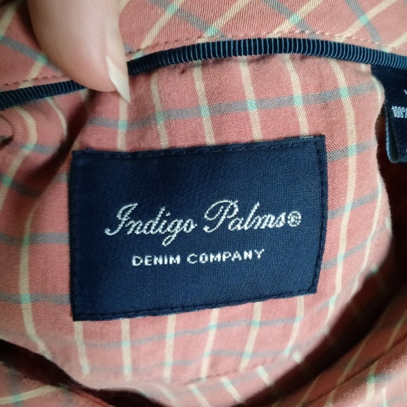 VERY TALL XL Men INDIGO PALMS Rusty brick Burnt orange-brown color Dress shirt - Picture 7 of 8